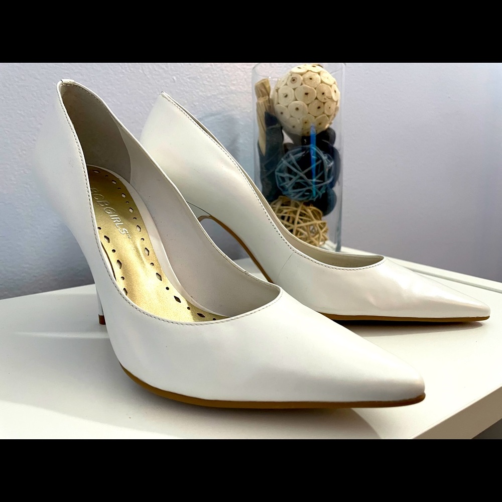 BCBGirls Pure White Pearl Pumps